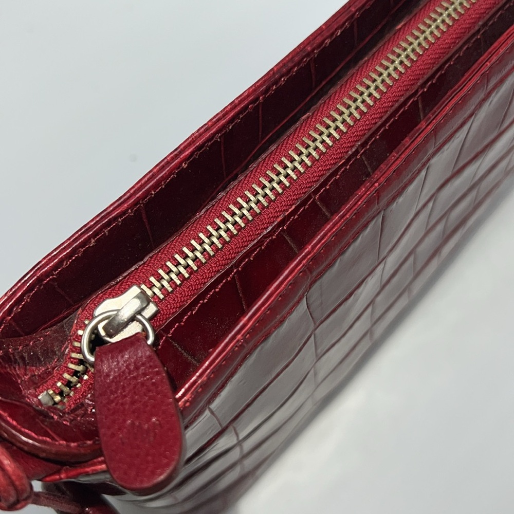 🌹MONSAC SCARLET RED CROCODILE EMBOSSED LEATHER SHOULDER BAG - Picture 8 of 17
